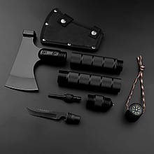 Багатофункціональна складна туристична сокира для виживання та кемпінгу 9 в 1 в чохлі 1859 (JS)