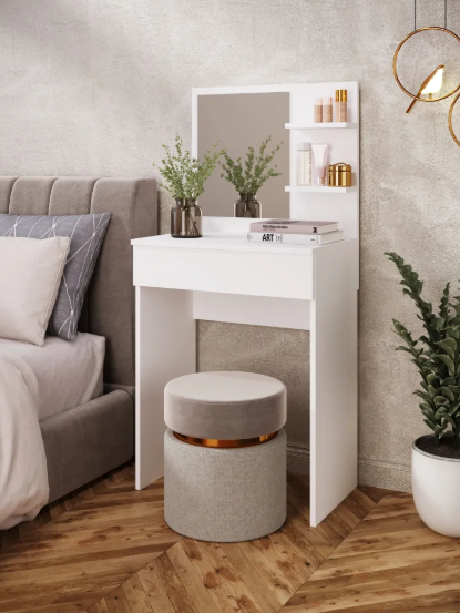 Туалетний столик з дзеркалом та ящиком, столик для макіяжу, косметичний трюмо, столик візажиста MebelProff ТС-6, фото 1