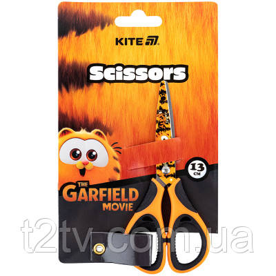 Ножиці Kite дитячі з гумовими вставками і малюнком на лезі Garfield 13 см (GF25-148), фото 1