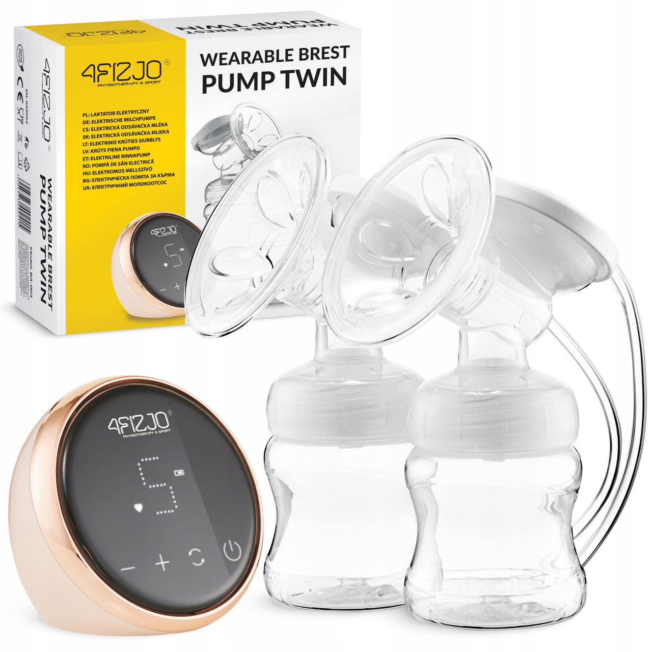 Молоковідсмоктувач електричний 4FIZJO Twin подвійний, 150 мл x 2 Pink (P-5905973402415), фото 1