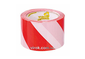 Стрічка сигнальна VIROK 72 мм х 100 м. червоно-біла [24]