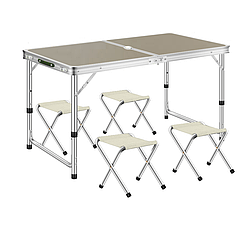 Набір туристичної меблі складаний стіл і 4 стільці в чемодані Sokany TS-01 120 × 60 см білий