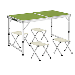 Набір туристичної меблів складаний стіл і 4 стільці в валізі Sokany TS-05 120х60 см зелений