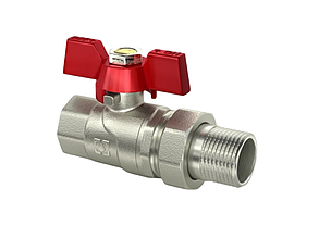 Кран кульовий латунний для води 3/4" ГШ американка метелик RAFTEC (CSA021)