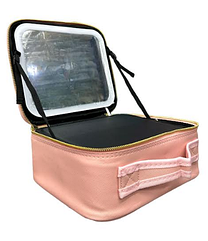 Косметичка Beauty Box Bag рожева штучна шкіра 26х23х11см з підсвіткою