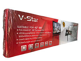 Кронштейн для ТВ V-STAR V86T 42-86 дюймів нахилений чорний