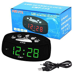 Настільний електронний годинник VST-773 зелений 100x60x20мм батарея