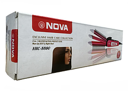 Плойка-утюжок-гофре з гребінцем Nova NHC 8890 3 в 1