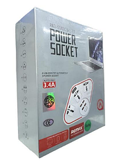 Мережевий подовжувач Remax BKL-07 3-роз'єми 4-USB 3.4A