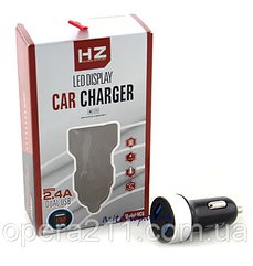 Автомобільний зарядний пристрій CAR USB HC6 з дисплеєм 2.4A вольтметр