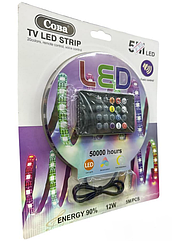 Світлодіодна стрічка LED Coba CB-5050 RGB 5м з bluetooth та пультом 16 кольорів