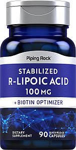 R-ліпоєва кислота з біотином Piping Rock Stabilized R-Lipoic Acid +Biotin 100 мг 90 капс.