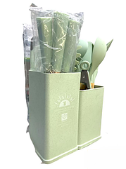 Набір кухонного приладдя TEMIOV 19шт зелений харчовий силікон нержавіюча сталь