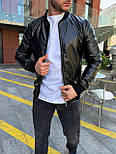 Бомбер чоловічий шкіряний класичний | Куртка чоловіча шкіряна осінь-весна. Фото в живу. Чоловіча куртка осінь-весна, фото 2