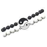 Браслети парні інь-янь з шунгіту вулканічного каменю для закоханих дві половинки чорне і біле Тай цзи, фото 2