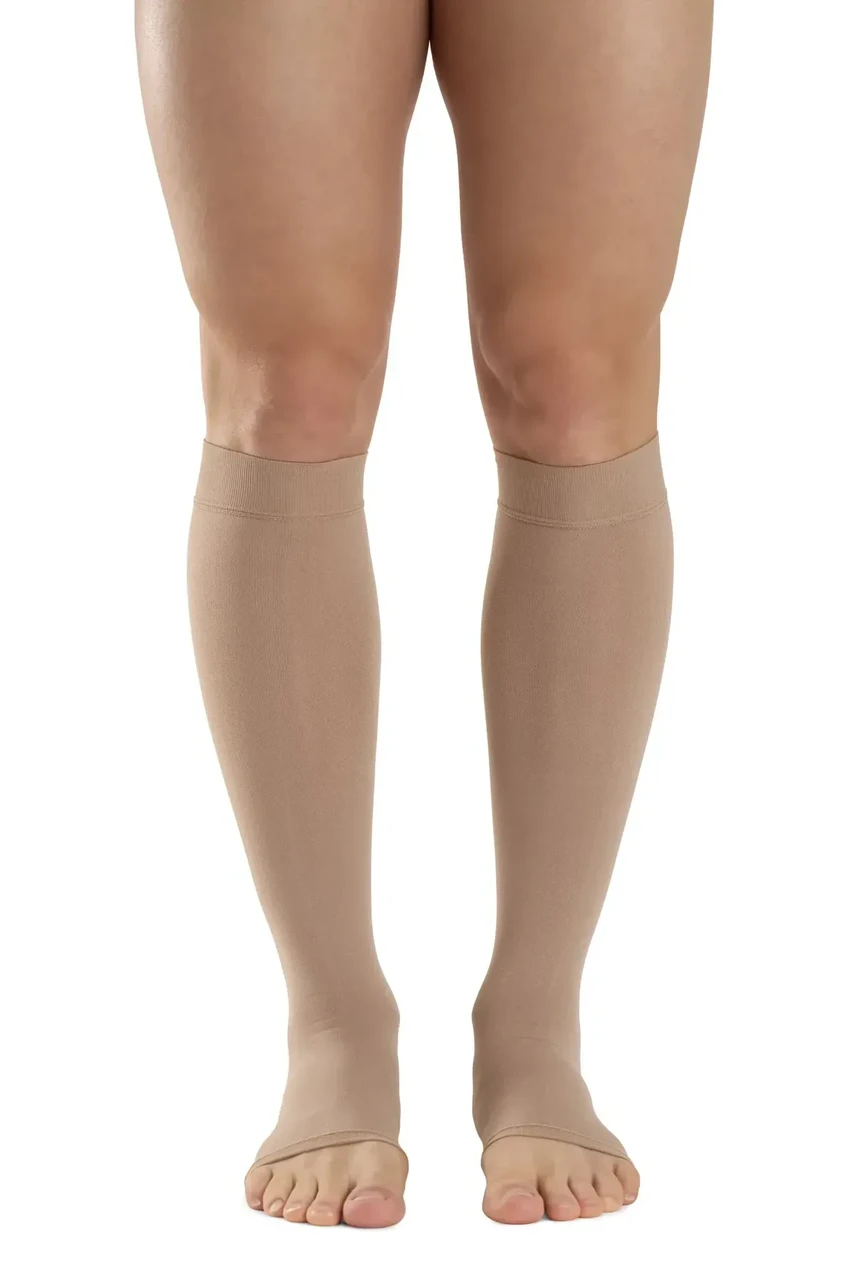 Медичні компресійні гольфи Relaxsan Premium 2 клас 23-32 мм рт.ст. відкритий носок бежеві, фото 1