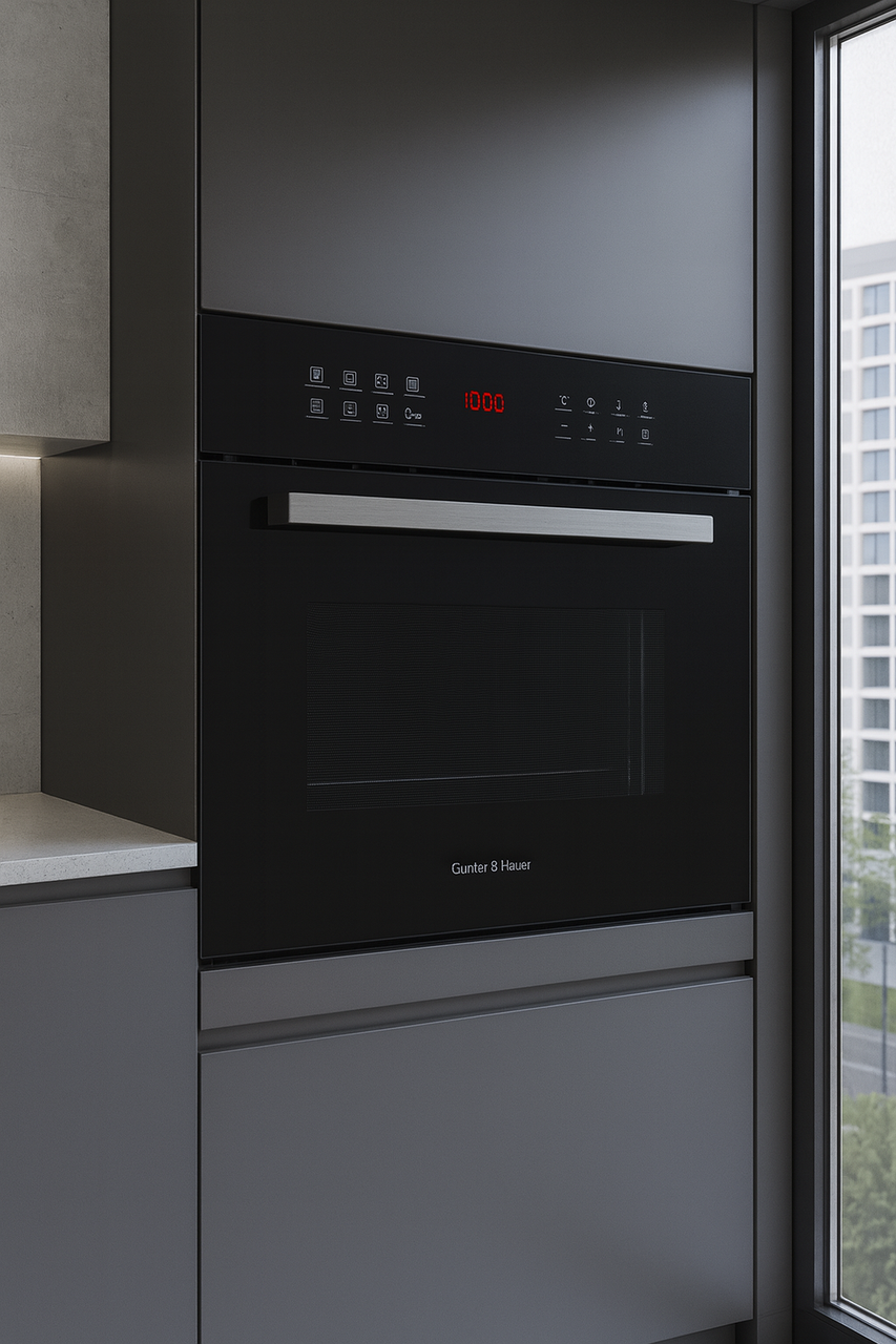 Вбудована духова шафа з мікрохвильовою піччю Gunter & Hauer EOK 1344 BL, чорна, фото 1
