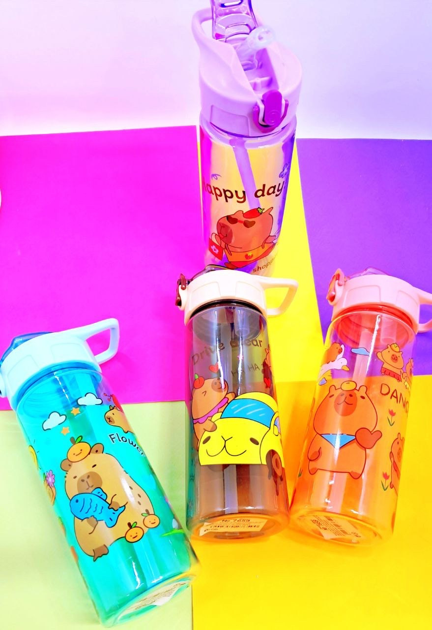 Пляшка пластикова 500 мл Капібара з трубочкою, фото 1