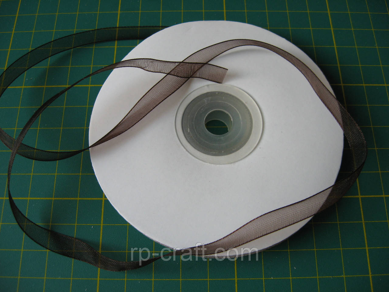 Стрічка органза, 6 мм, темно-коричнева, фото 1