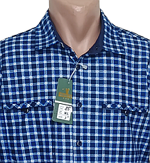 Тепла чоловіча сорочка на флісі Hetai vd-0085 синя класична в клітку, чоловіча тепла сорочка на зиму, фото 3