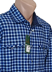 Тепла чоловіча сорочка на флісі Hetai vd-0085 синя класична в клітку, чоловіча тепла сорочка на зиму, фото 5