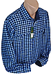 Тепла чоловіча сорочка на флісі Hetai vd-0085 синя класична в клітку, чоловіча тепла сорочка на зиму, фото 8