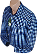 Тепла чоловіча сорочка на флісі Hetai vd-0085 синя класична в клітку, чоловіча тепла сорочка на зиму, фото 10