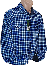 Тепла чоловіча сорочка на флісі Hetai vd-0085 синя класична в клітку, чоловіча тепла сорочка на зиму, фото 2