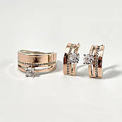 Набір прикрас срібло з золотом і цирконами різного розміру