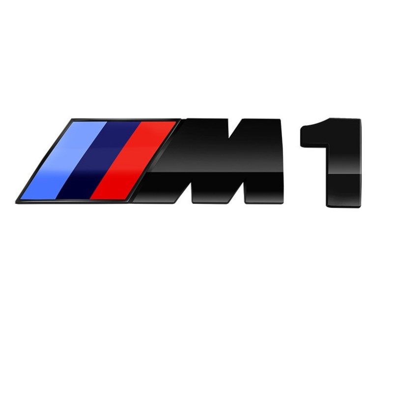Емблема напис M1 для BMW чорна глянцева 73х27 мм (M) +10х27 мм (цифра) пластик (на скотчі), фото 1