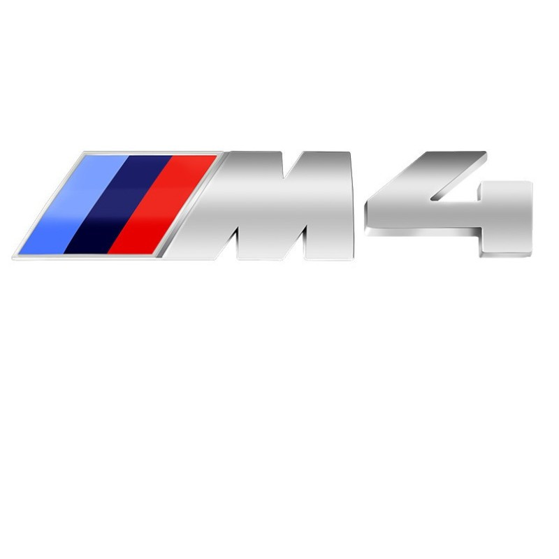 Емблема напис M4 для BMW срібляста 73×27 мм (M) +38×27 мм (цифра) пластик (на скотчі), фото 1
