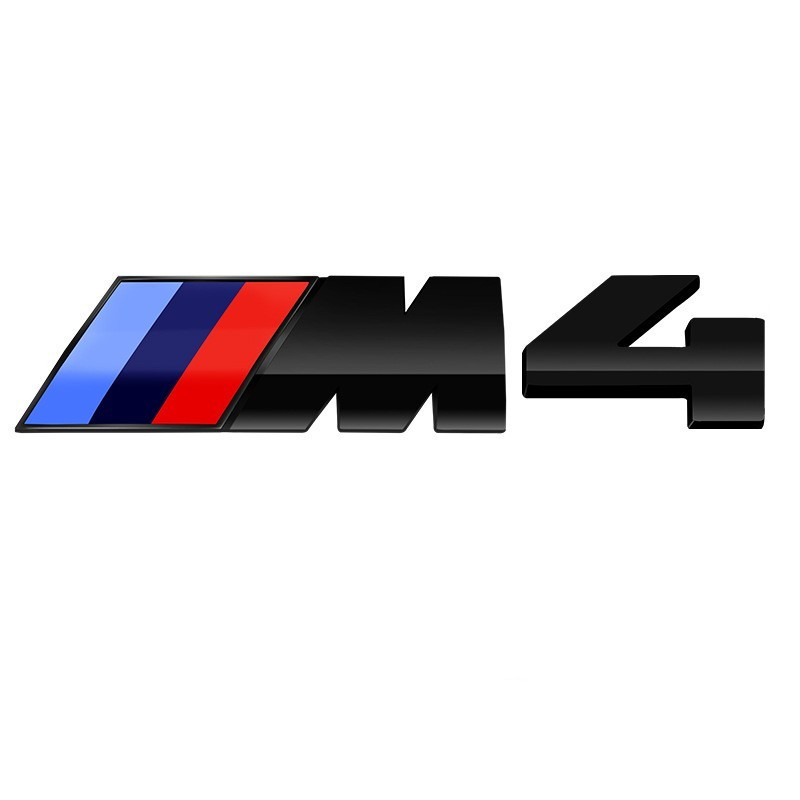 Емблема напис M4 для BMW чорна глянцева 73×27 мм (M) +38×27 мм (цифра) пластик (на скотчі), фото 1