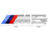 Емблема напис M5 для BMW срібляста 73×27 мм (M) +38×27 мм (цифра) пластик (на скотчі), фото 2