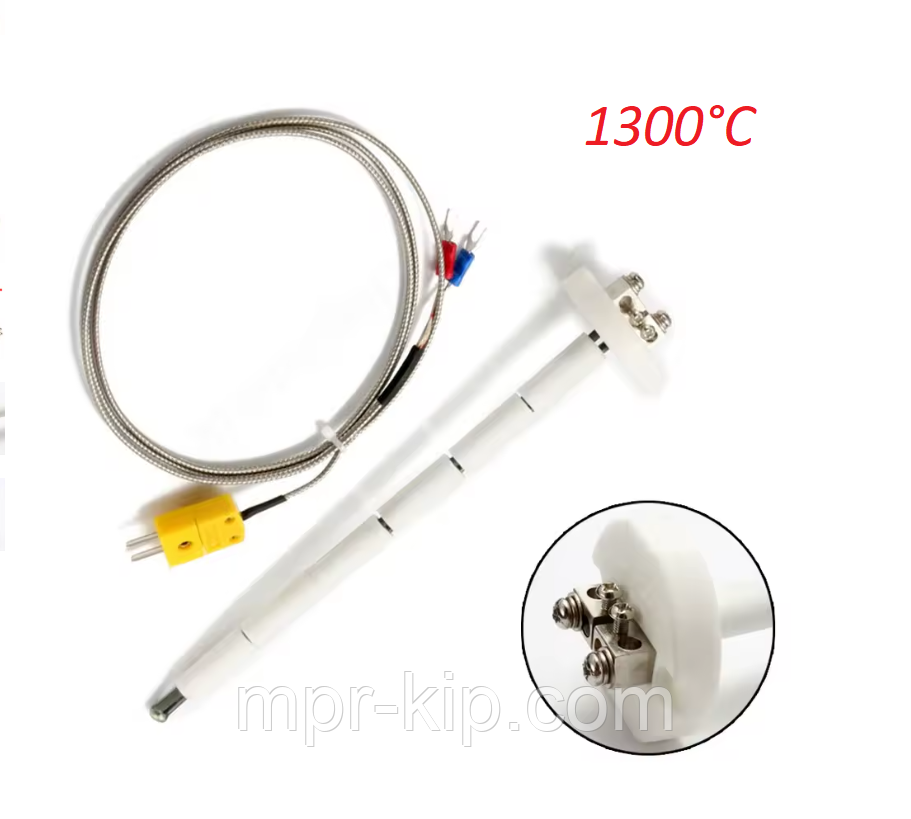 Високотемпературна термопара К-типу WRN-010, діапазон від -50°C до 1300°C +/-0.2 %, довжина зонда 215мм, фото 1