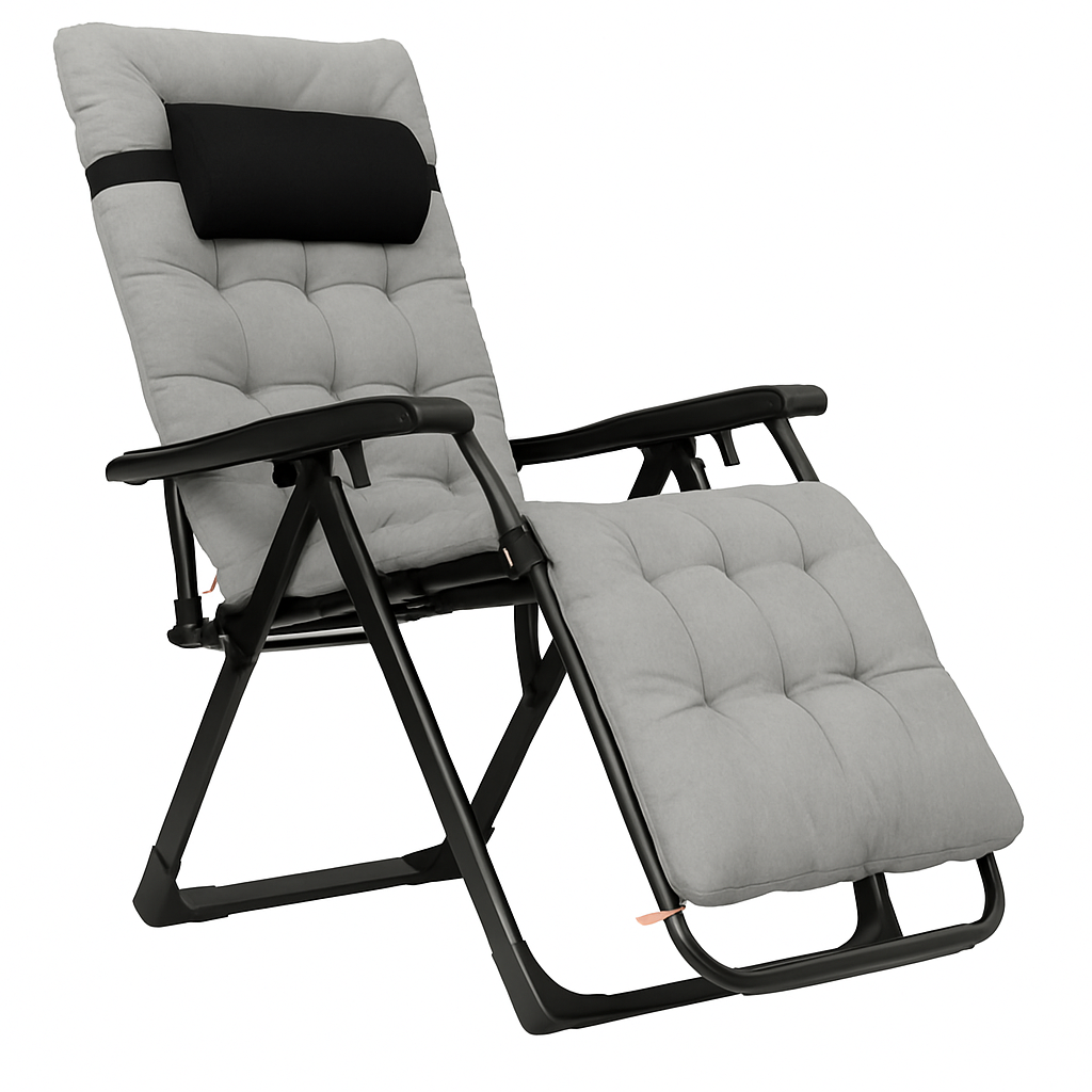 Крісло-шезлонг для релаксу LEOBRO Zero Gravity Premium Plus Grey (LB-ZGC-K2-GRY)