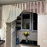 Коротка готова асиметрична тюль на кухню до підвіконня на один бік, фото 7