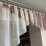 Коротка готова асиметрична тюль на кухню до підвіконня на один бік, фото 3