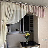 Коротка готова асиметрична тюль на кухню до підвіконня на один бік, фото 4