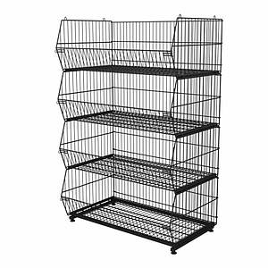 Стелаж овочевий розбірний сітчастий 4 кошики, чорний