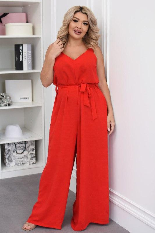 Жіночий комбінезон; Колір чорний, червоний, електрик, пудра; Розміри 50-52, 54-56, 58-60 ;, фото 1