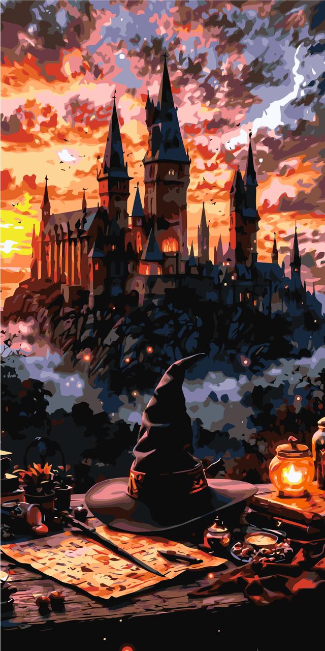 Картина за номерами Пейзаж. Атмосфера магії Хогвартс 40*80 см Орігамі LW 5172, фото 1