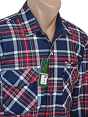 Тепла чоловіча сорочка на флісі Hetai vd-0086 синя класична в клітку, чоловіча тепла сорочка на зиму, фото 5