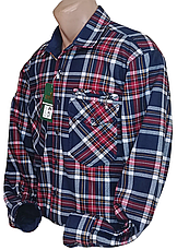 Тепла чоловіча сорочка на флісі Hetai vd-0086 синя класична в клітку, чоловіча тепла сорочка на зиму, фото 4