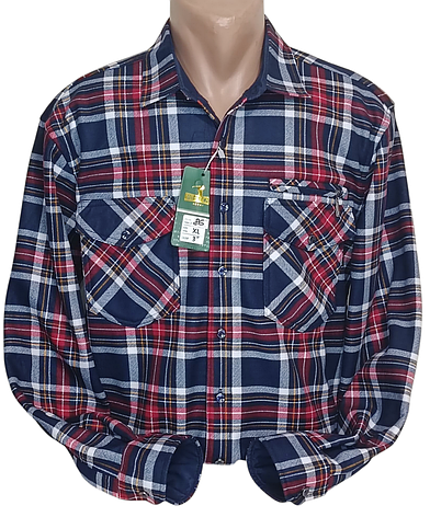 Тепла чоловіча сорочка на флісі Hetai vd-0086 синя класична в клітку, чоловіча тепла сорочка на зиму, фото 1