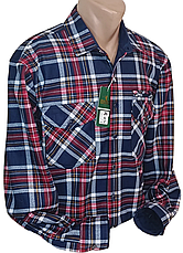 Тепла чоловіча сорочка на флісі Hetai vd-0086 синя класична в клітку, чоловіча тепла сорочка на зиму, фото 2