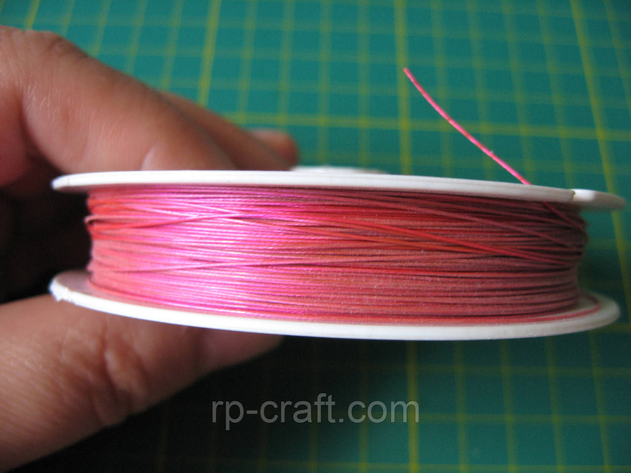 Біжутерний трос, товщина 0,38 мм, яскраво-рожевий, фото 1