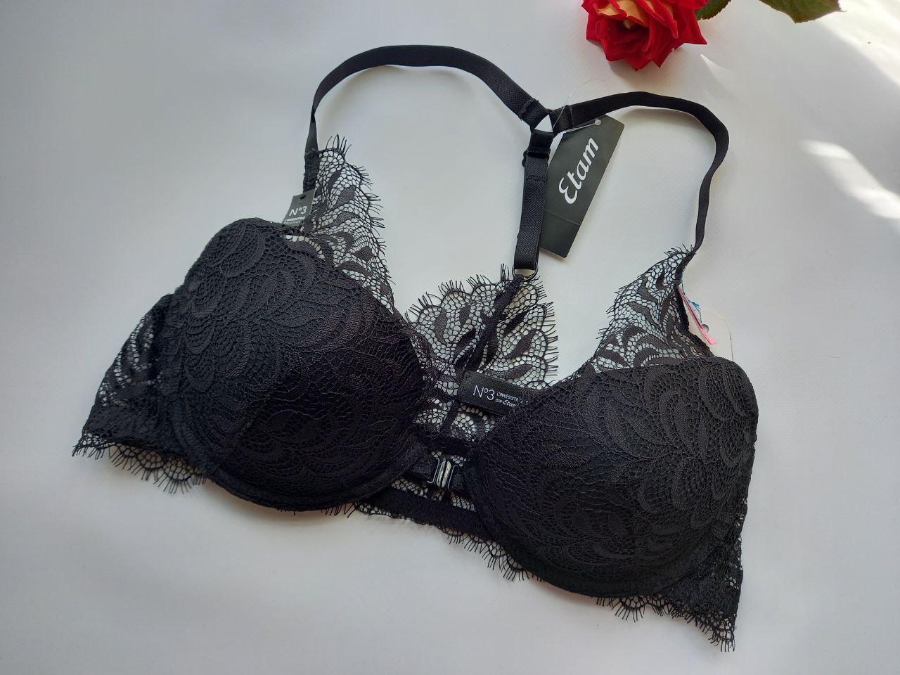 Бюстгальтер мереживний чорний застібка спереду 80С etam 6488004, фото 1