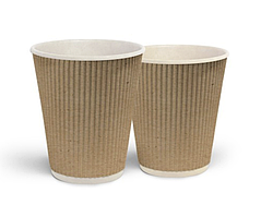 Гофрований стакан 340 мл (КР-80) крафт, упаковка 20 шт, 037200007