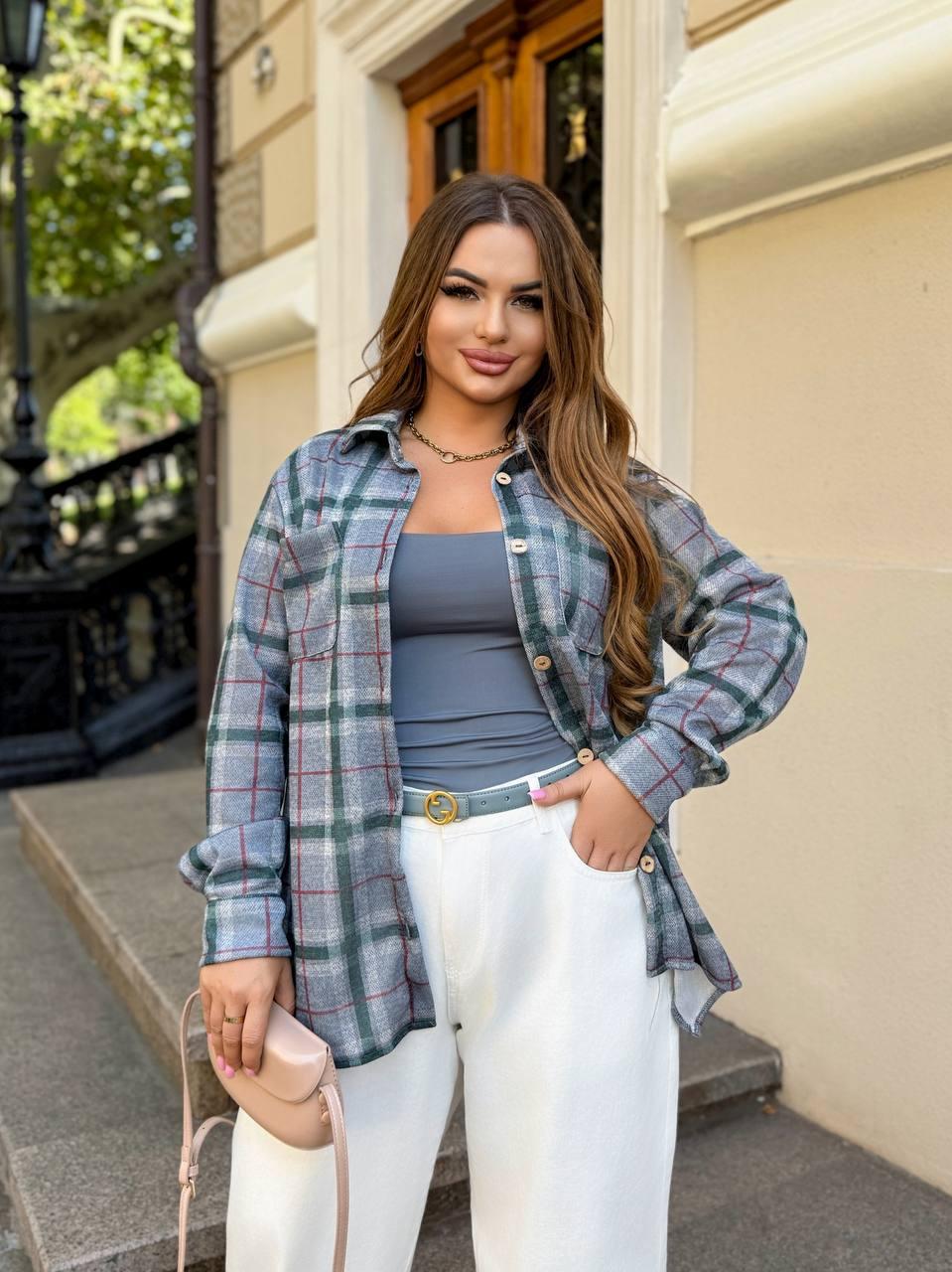 Жіноча картата сорочка; Різні кольори; Розмір: 50-52, 54-56, 58-60 ;, фото 1