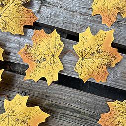 Штучне листя клена жовте 20 шт. уп 18 см